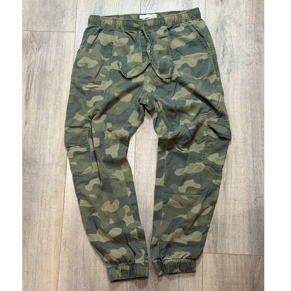 C&C California Womens Camo Cargo Joggers Green Lyocell Size Large